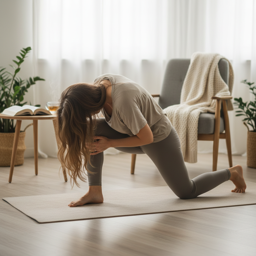 Illustration réaliste sur Soulager une sciatique en 60 secondes : astuces express pour mamans